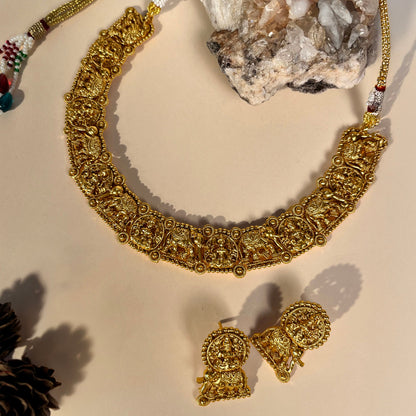 Gajalaxmi Gold Temple Necklace Set