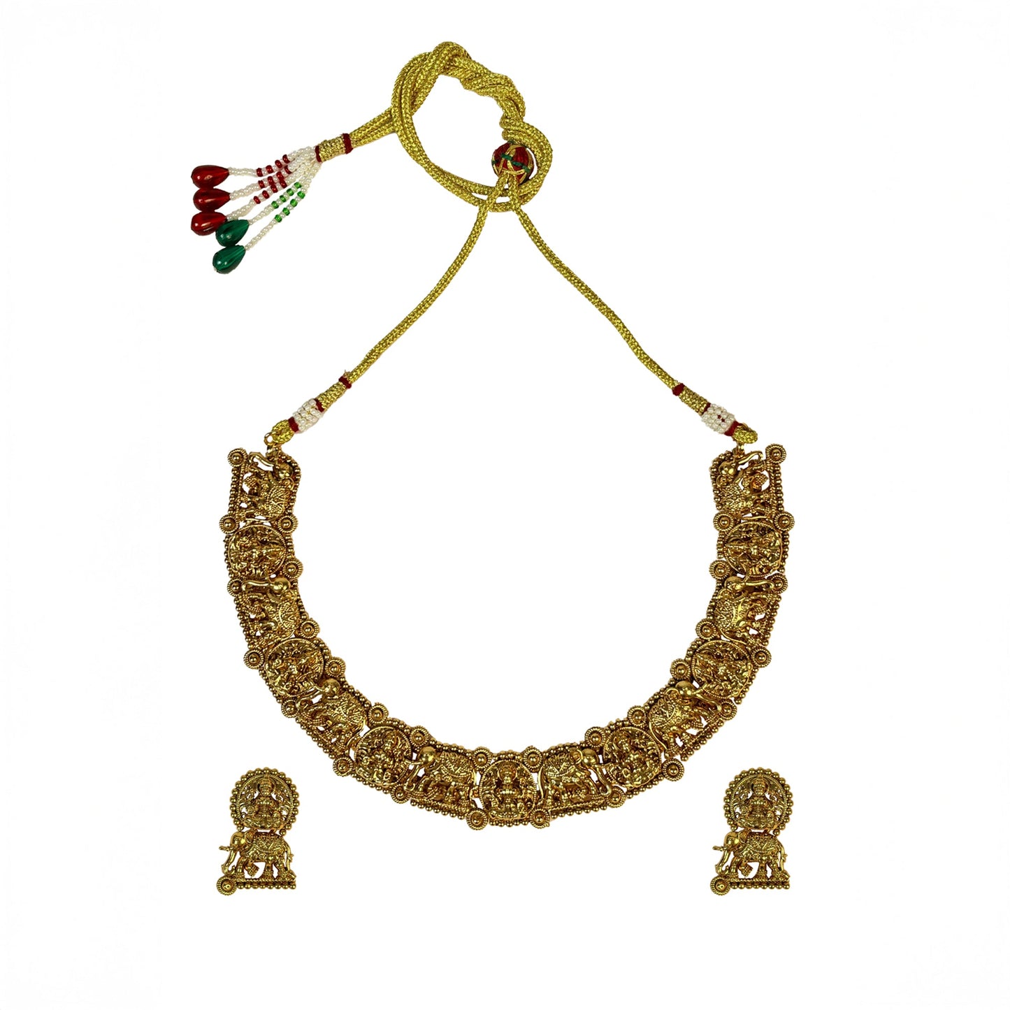 Gajalaxmi Gold Temple Necklace Set