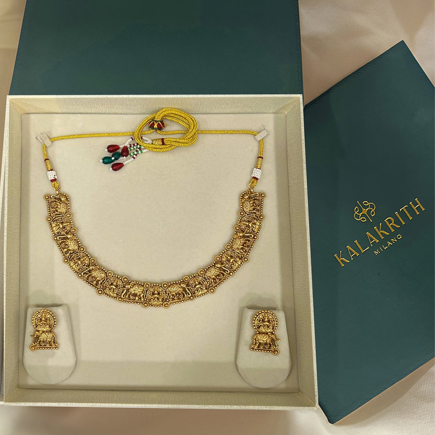 Gajalaxmi Gold Temple Necklace Set