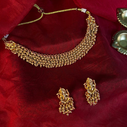 Reva Golden Beads Necklace Set