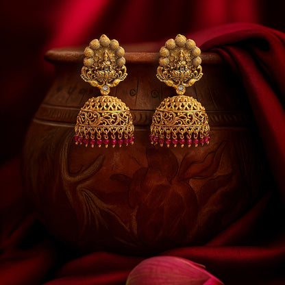 Maroon Lakshmi Jhumka Earrings