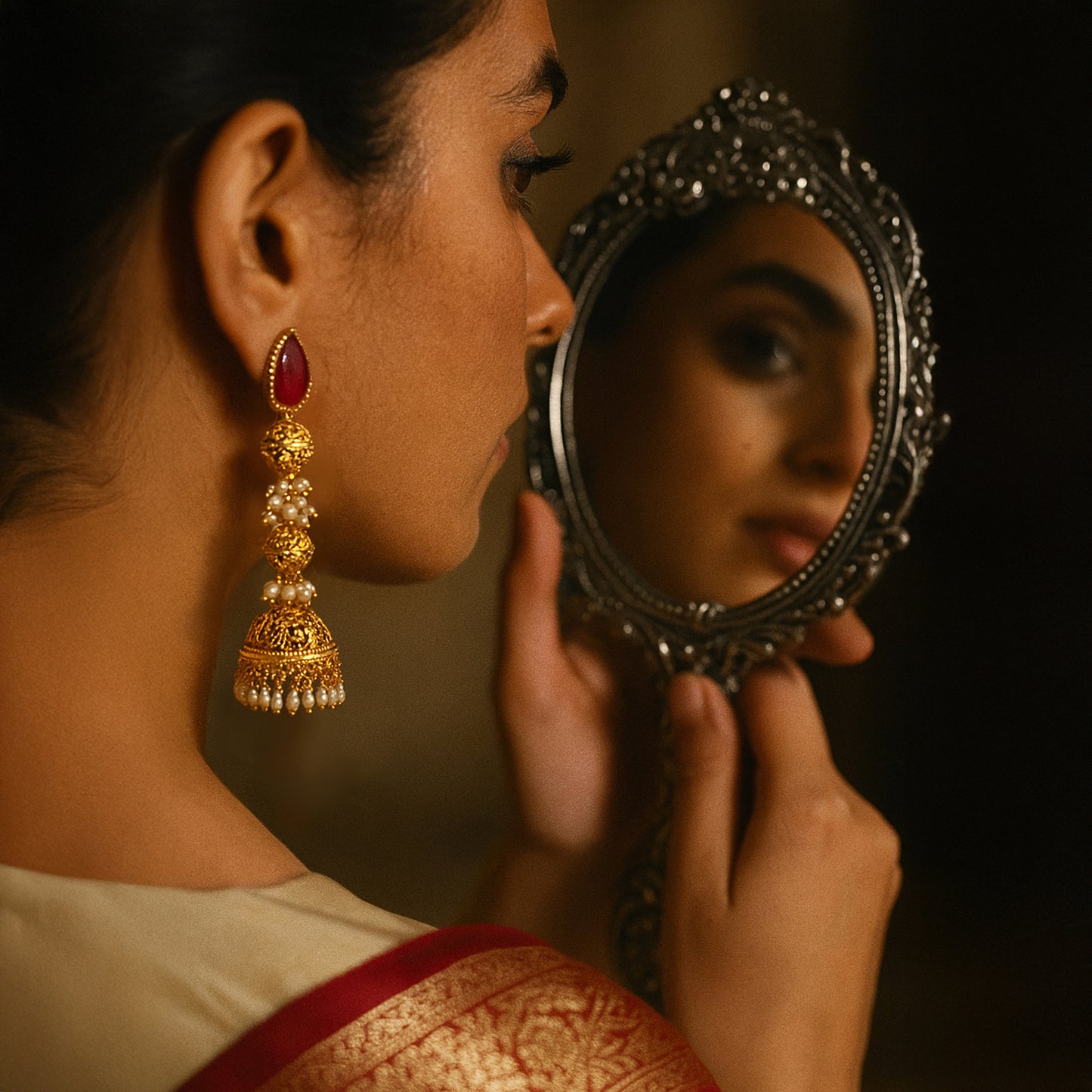 Kirti Long Ruby Jhumkas