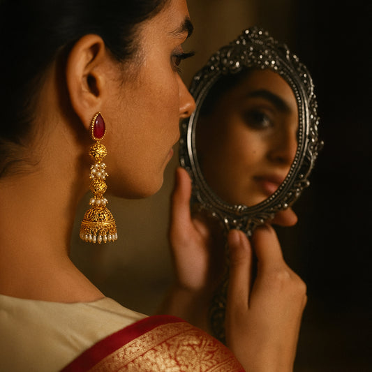 Kirti Long Ruby Jhumkas