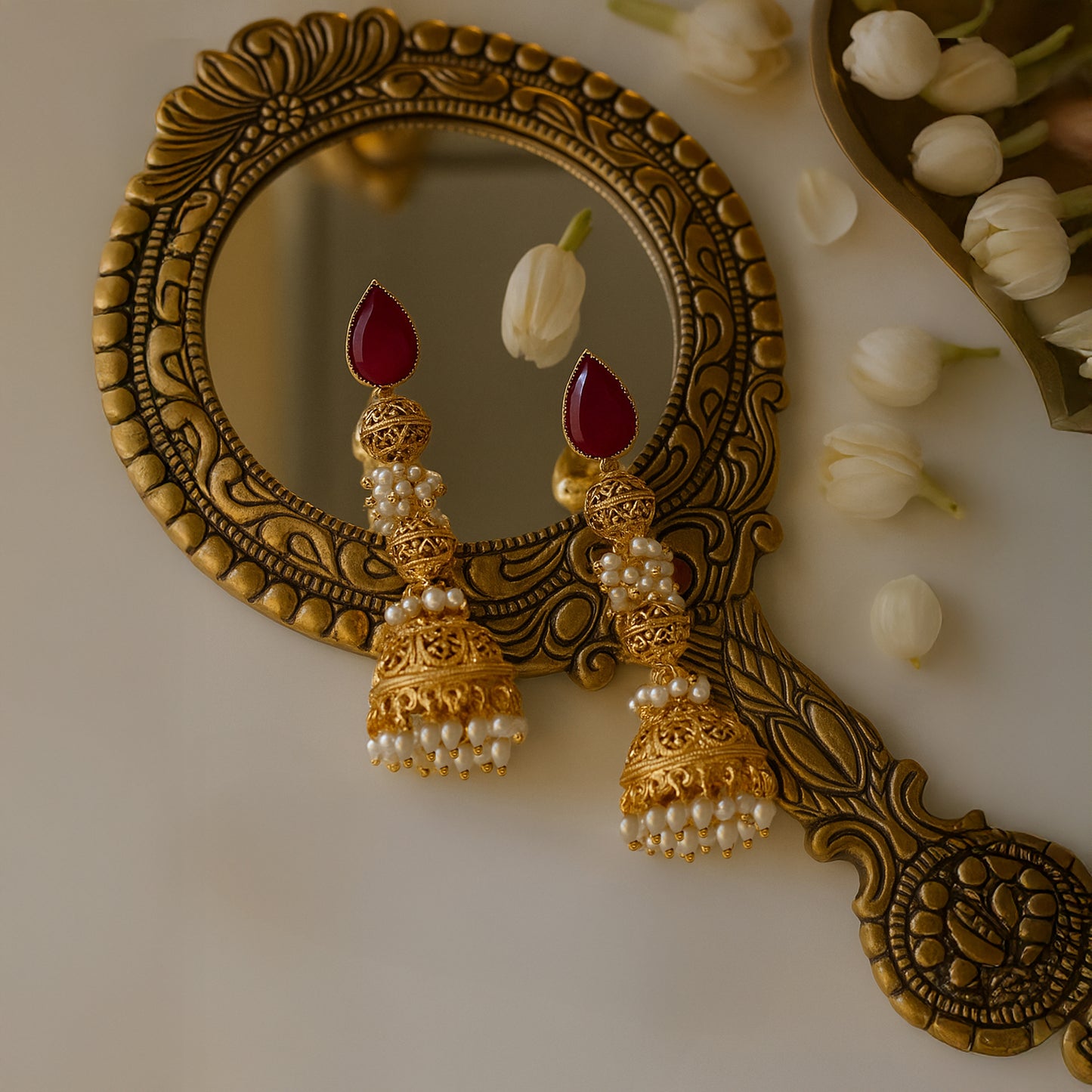 Kirti Long Ruby Jhumkas