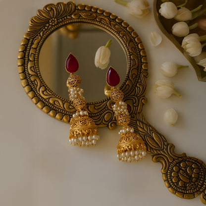 Kirti Long Ruby Jhumkas