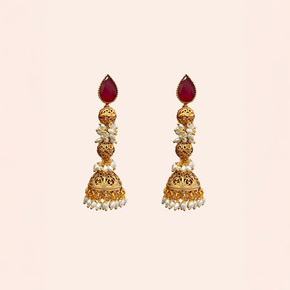 Kirti Long Ruby Jhumkas