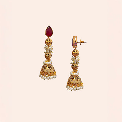Kirti Long Ruby Jhumkas