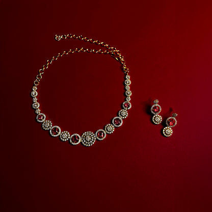 Priya Round Ruby Necklace Set