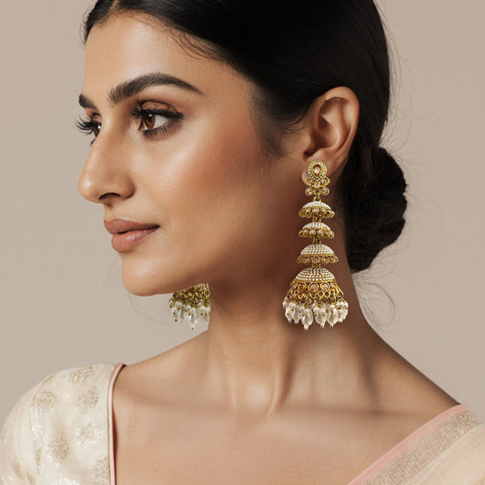 Minar Multilayer Beaded Jhumkas