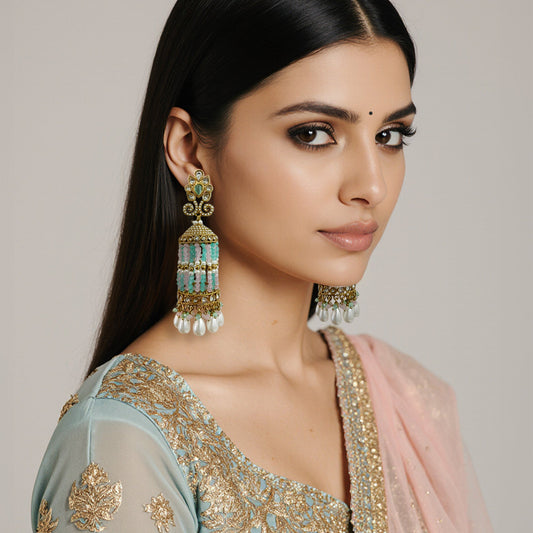 Nida Statement Beaded Jhumkas