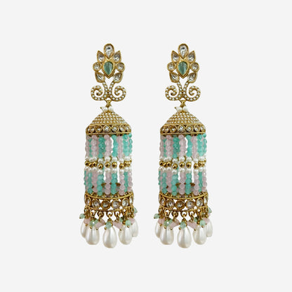 Nida Statement Beaded Jhumkas