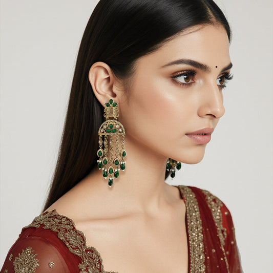 Aarohi Emerald Dangler Earrings