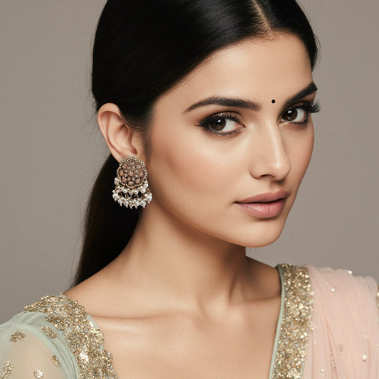 Neha Short Drop Earrings- Champagne