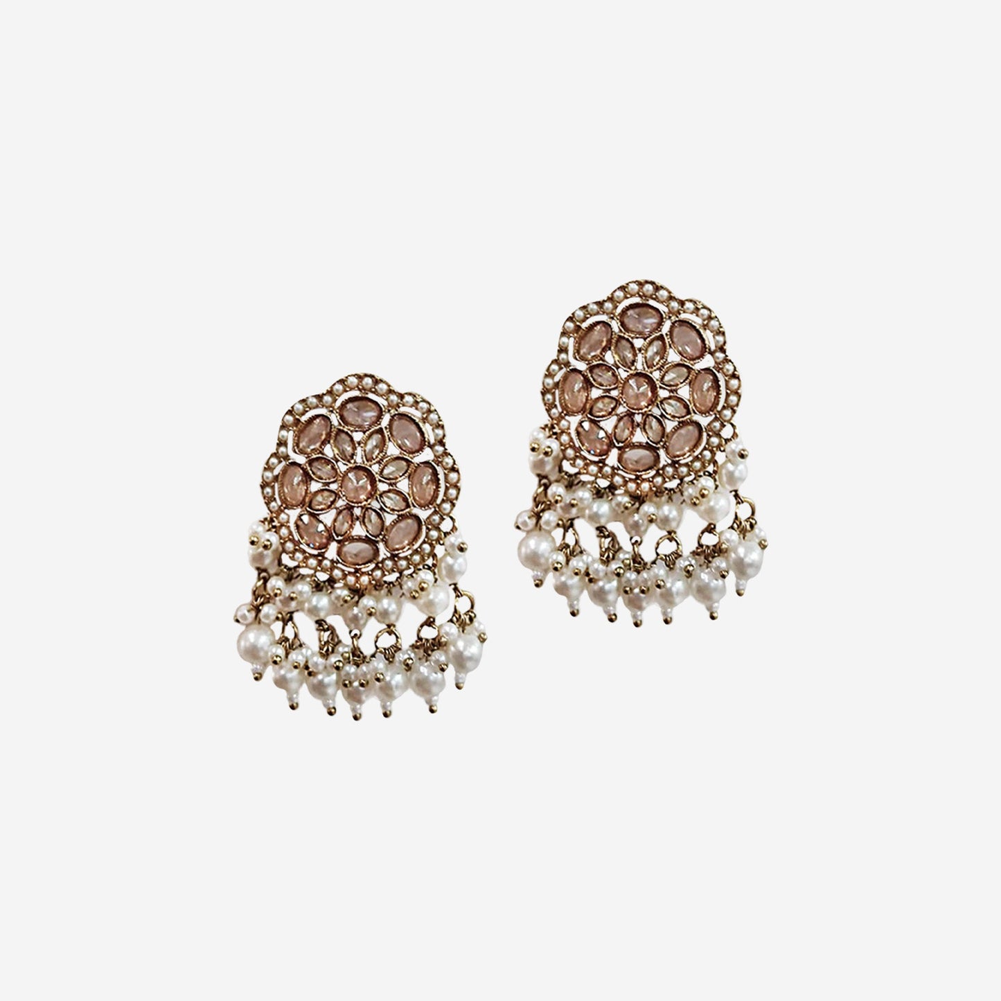Neha Short Drop Earrings- Champagne