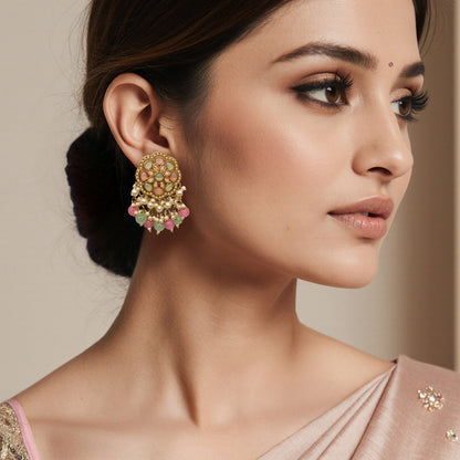 Neha Short Drop Earrings-Pastel Multi