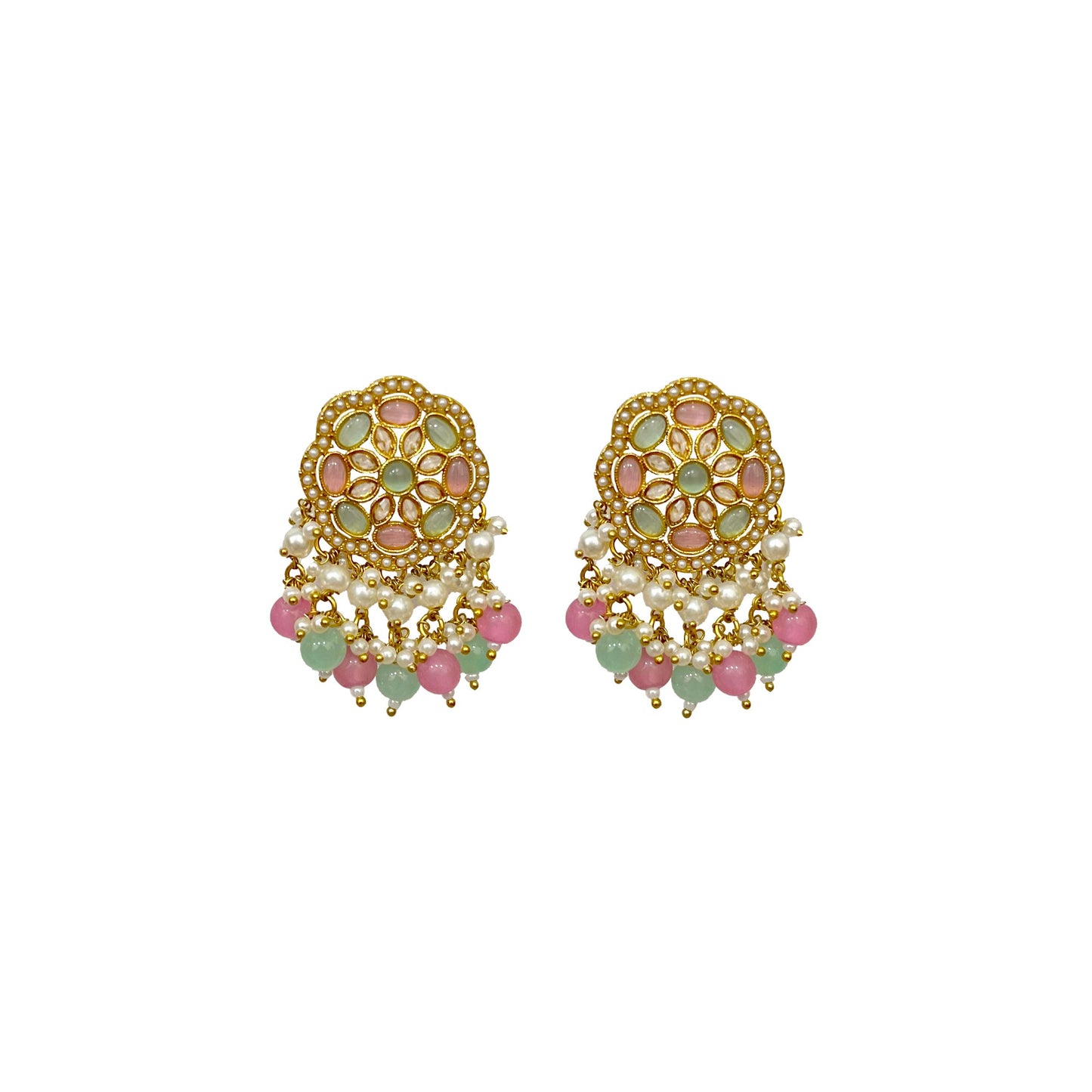 Neha Short Drop Earrings-Pastel Multi