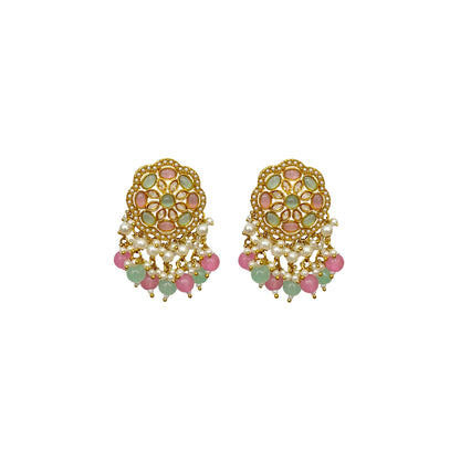Neha Short Drop Earrings-Pastel Multi