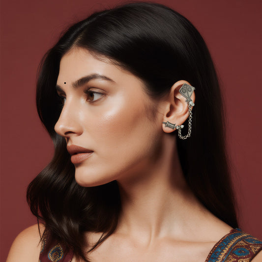 Patang Oxidised Silver Earcuff