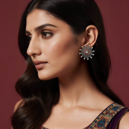 Jaya Oxidised Studs