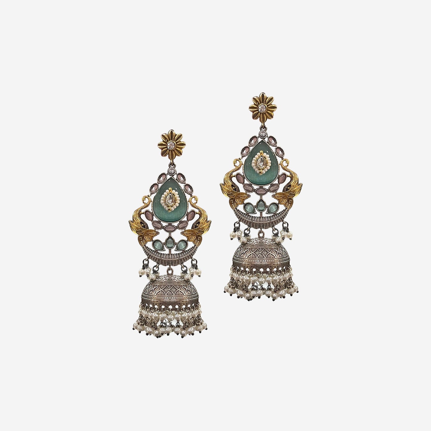 Lavanya Oxidised Blue Jhumkas Earrings