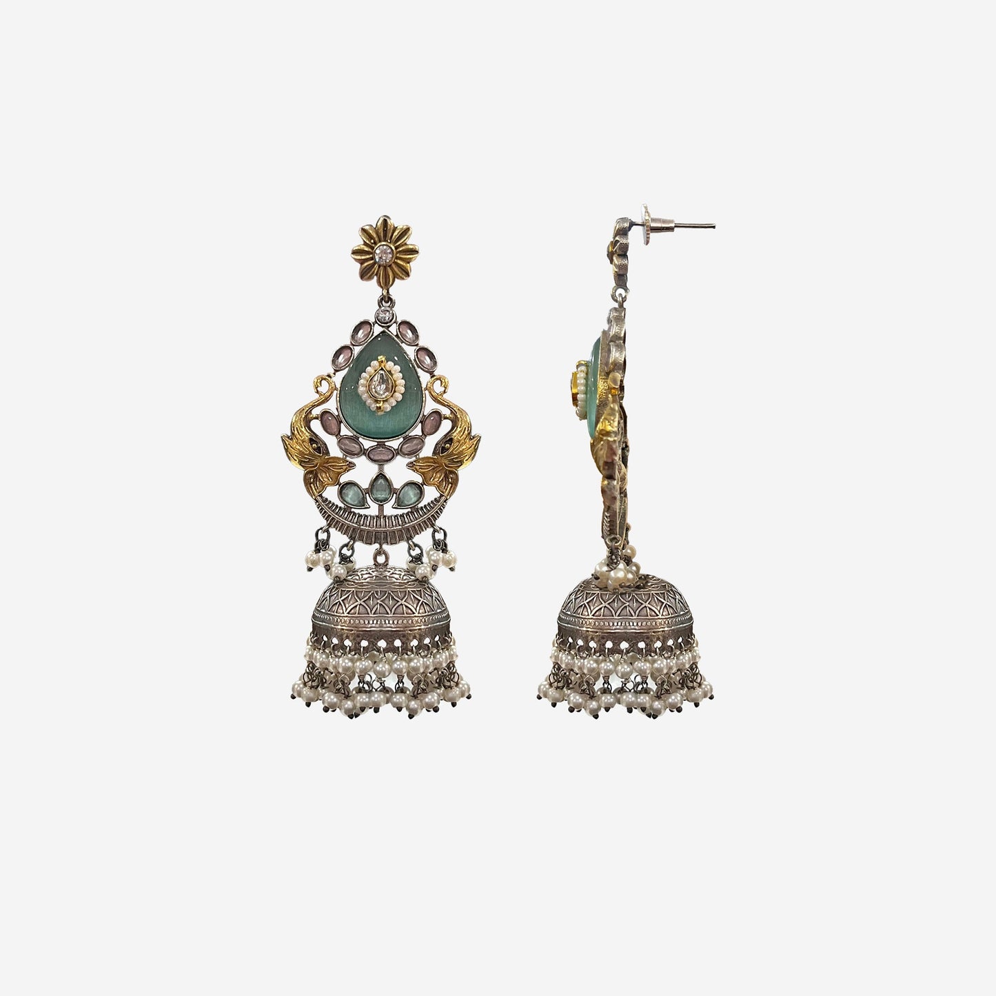 Lavanya Oxidised Blue Jhumkas Earrings