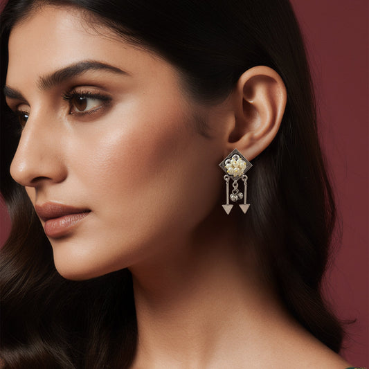Simran Oxidised Drop Earrings