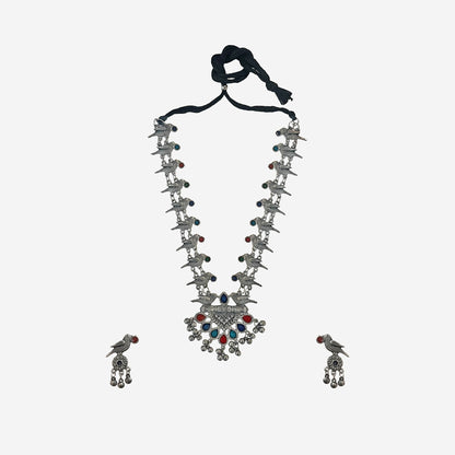 Chidiya oxidised Long Necklace Set
