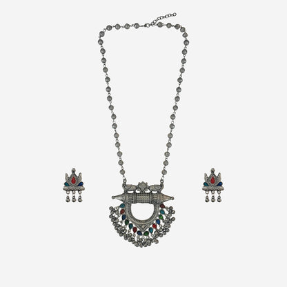 Prerna Long Oxidised Necklace Set