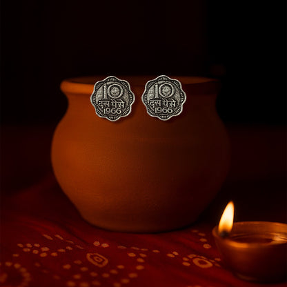 Oxidised Sikka Studs