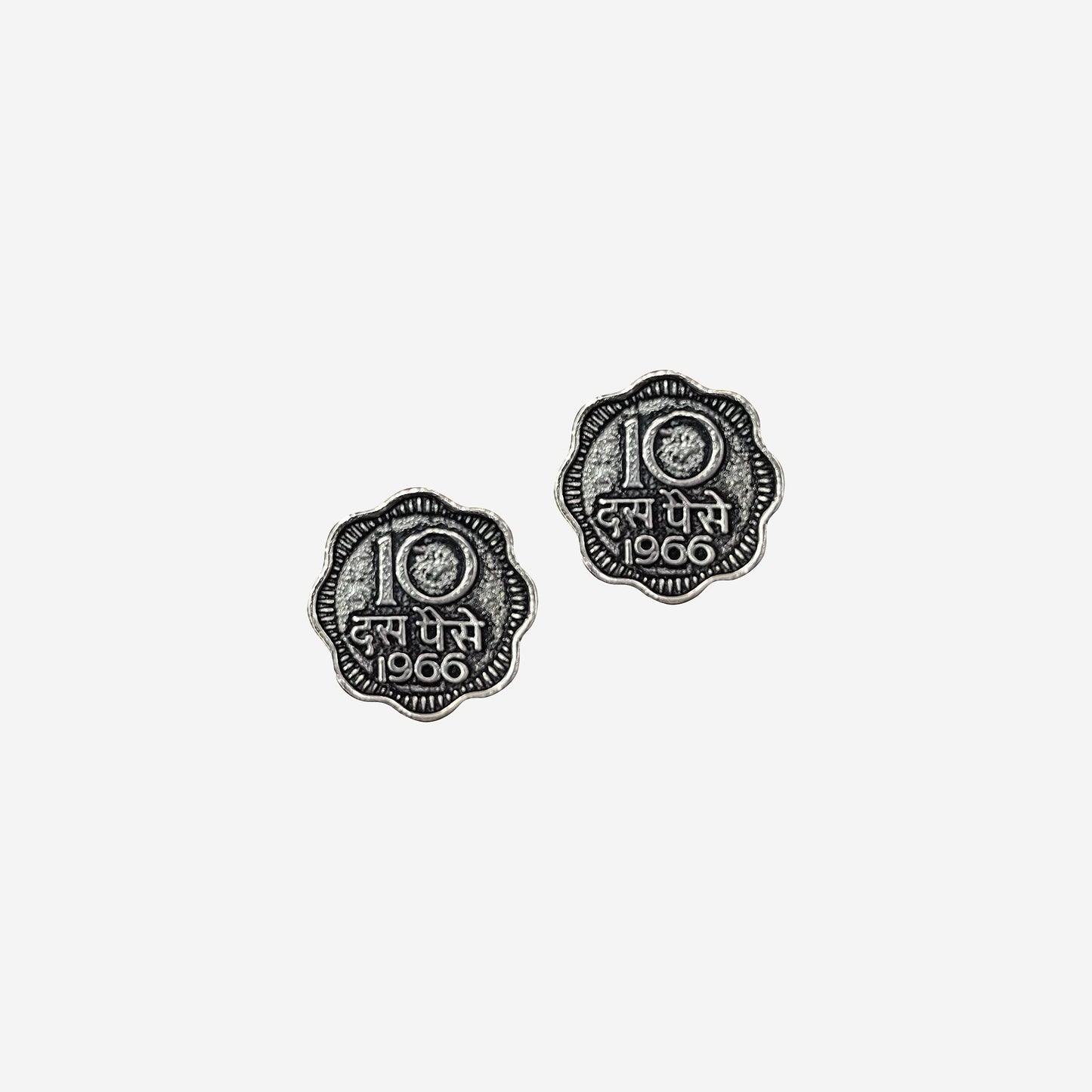 Oxidised Sikka Studs