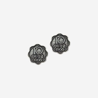 Oxidised Sikka Studs