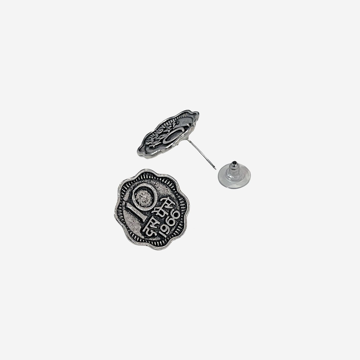 Oxidised Sikka Studs