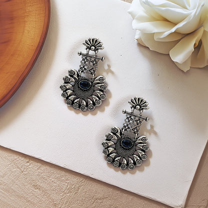 Meghna Silver Oxidized  Dangler Earrings