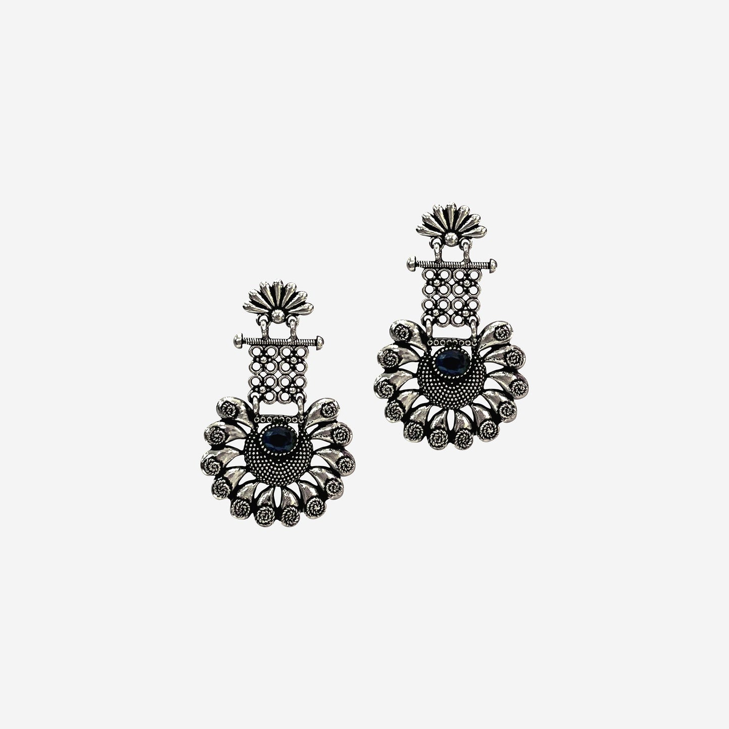 Meghna Silver Oxidized  Dangler Earrings