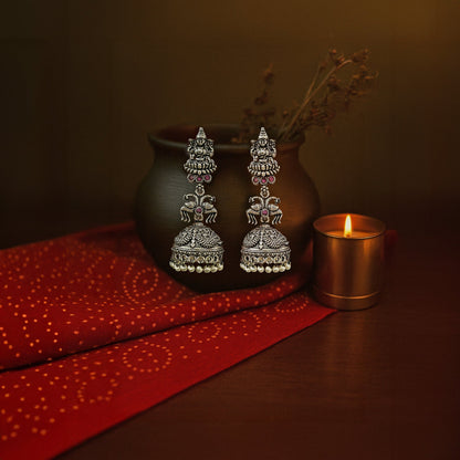 Divya Jhumkas Oxidized silver Earrings