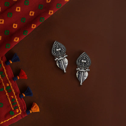 Lata Silver Oxidized Drop Earrings