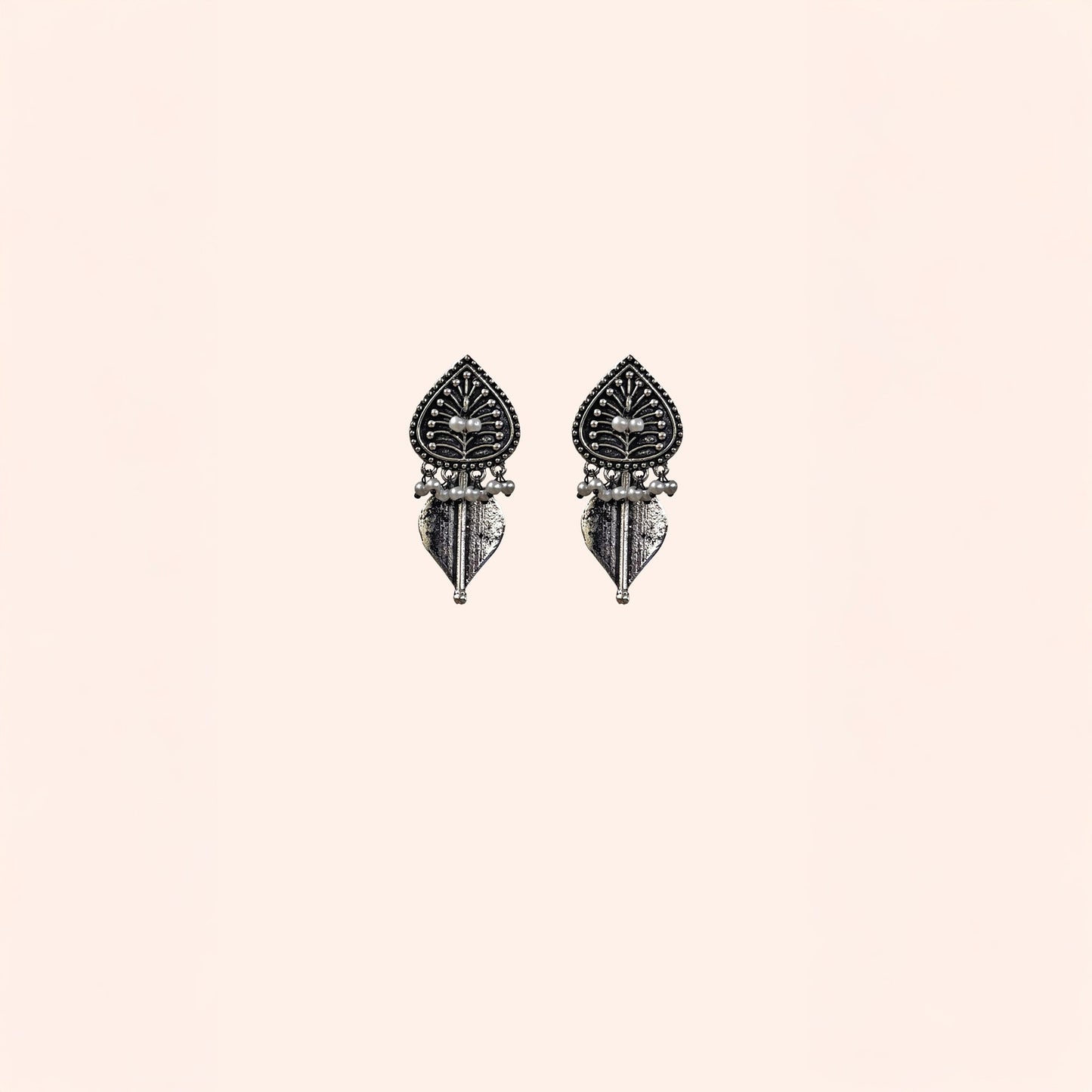 Lata Silver Oxidized Drop Earrings