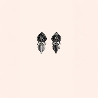 Lata Silver Oxidized Drop Earrings