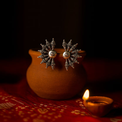 Roopa  Silver Oxidized  Dangler Studs