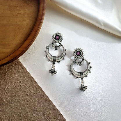Vidhi Silver Oxidized  Dangler Earrings