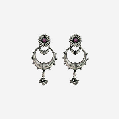 Vidhi Silver Oxidized  Dangler Earrings
