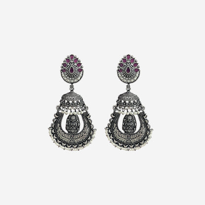 Rajika Silver Oxidized  Danglers Earrings
