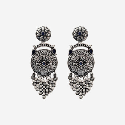 Bhavna Silver Oxidized Dangler Earrings