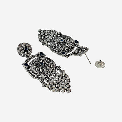 Bhavna Silver Oxidized Dangler Earrings