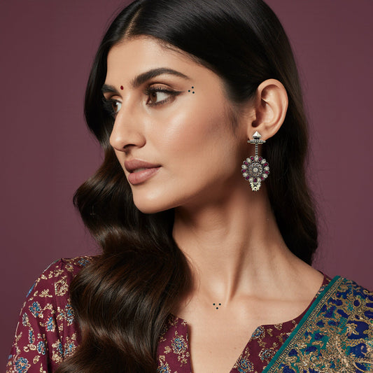 Blue Chandbali Kundan Earring