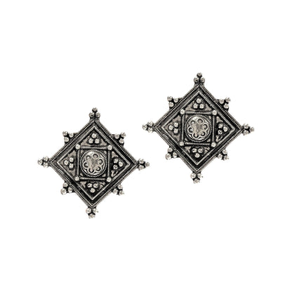 Anushka Silver Oxidized Studs Earrings