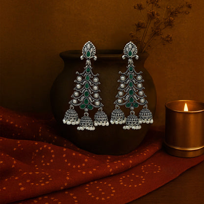 Reema Danglers Oxidized silver Earrings