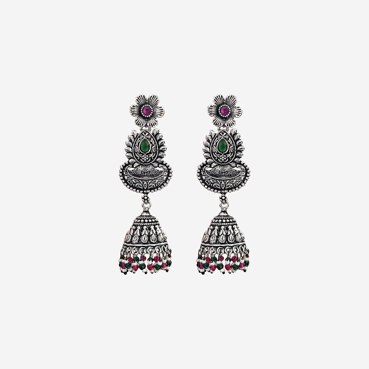 Nidhi Silver Oxidized Dangler Earrings
