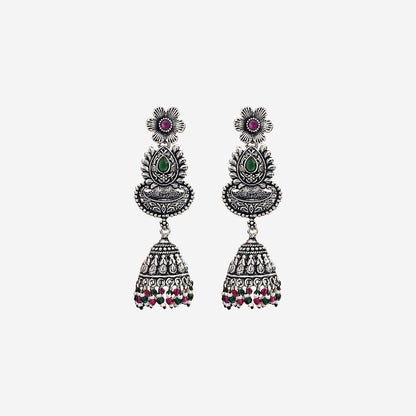 Nidhi Silver Oxidized Dangler Earrings