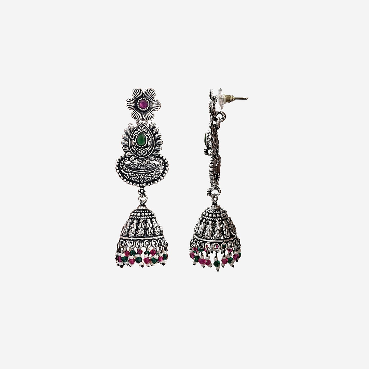 Nidhi Silver Oxidized Dangler Earrings